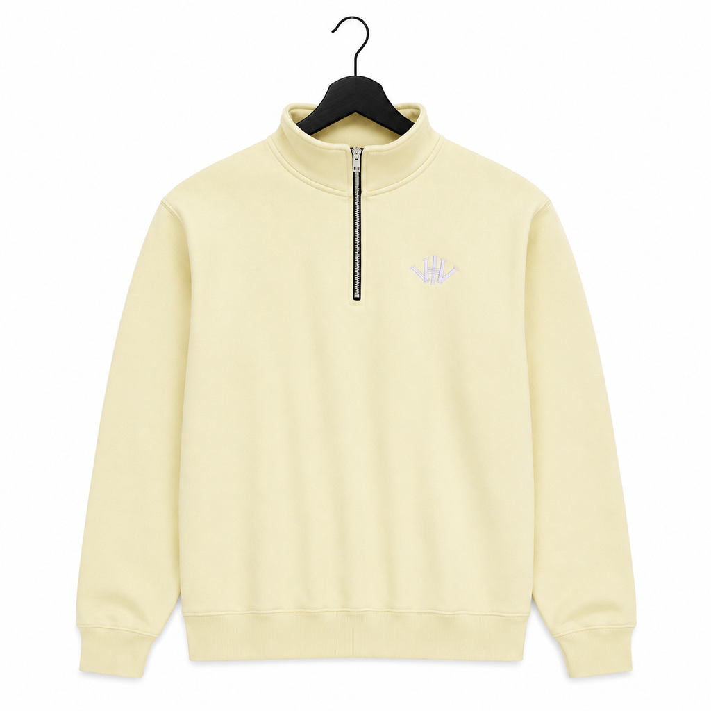 Oversized Ivory Yellow Oversized Quarter Zip